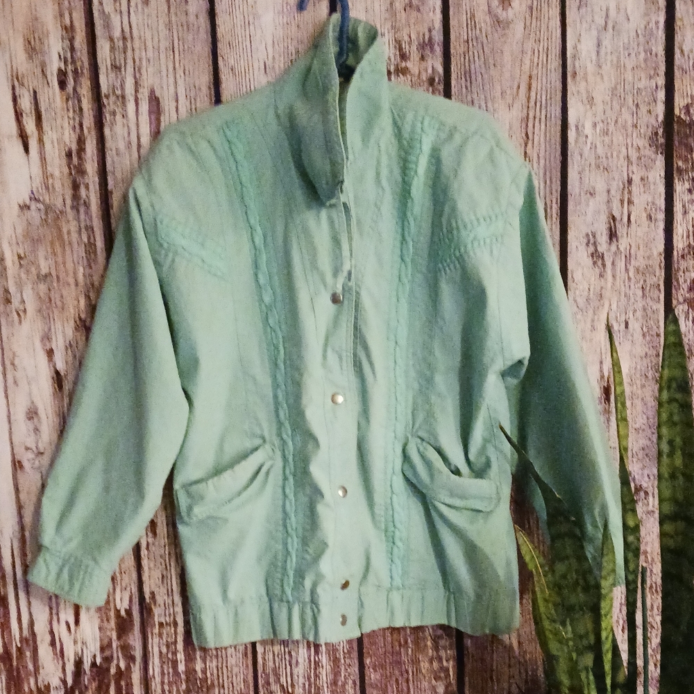Vintage 80s Light Green Spring Jacket Sz Med